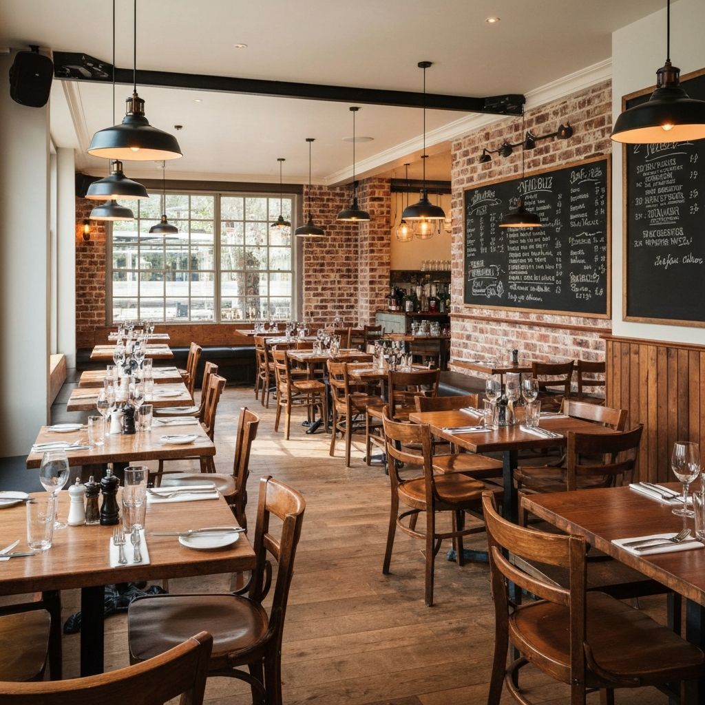 Modern dining area inside Falvey's Hotel Yamanto with warm lighting and timber tables