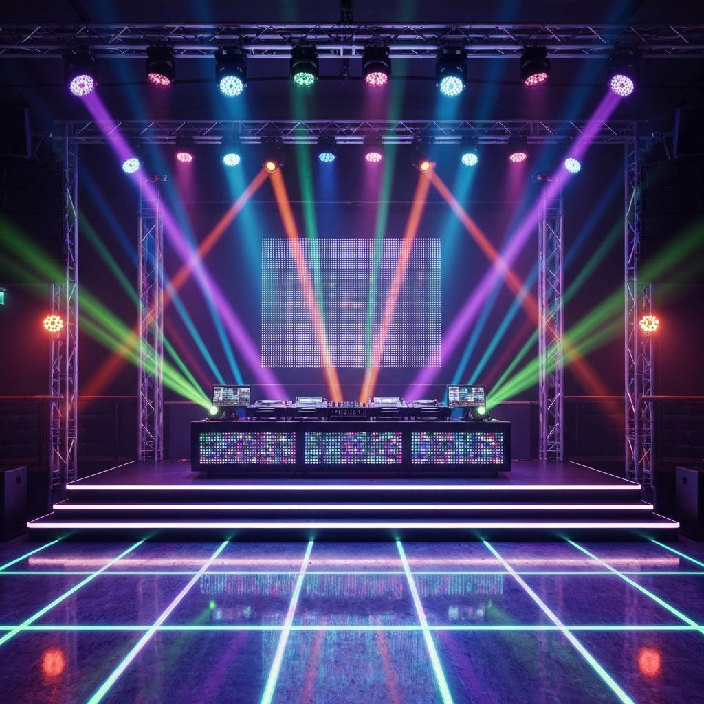 Nightclub dance floor with DJ lighting at Falvey's Hotel Yamanto